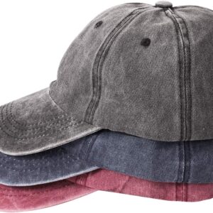 Baseball Cap Cotton Adjustable Unstructured 3 Pack