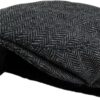 Men's Classic Herringbone Wool Blend Newsboy Hat Large X-Large Charcoal