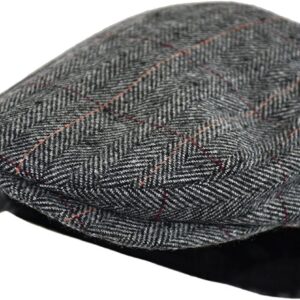 Men's Classic Herringbone Wool Blend Newsboy Hat Large X-Large Charcoal - Image 11
