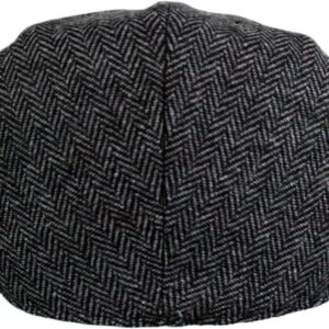 Men's Classic Herringbone Wool Blend Newsboy Hat Large X-Large Charcoal - Image 3