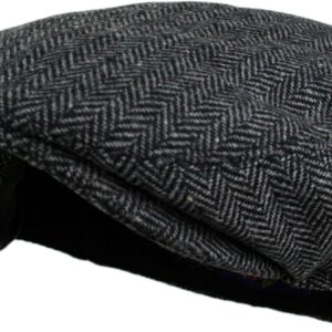 Men's Classic Herringbone Wool Blend Newsboy Hat Large X-Large Charcoal