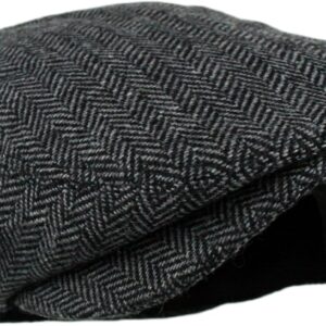 Men's Classic Herringbone Wool Blend Newsboy Hat Large X-Large Charcoal - Image 5