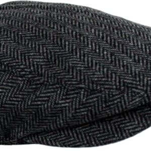Men's Classic Herringbone Wool Blend Newsboy Hat Large X-Large Charcoal - Image 6