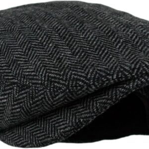 Men's Classic Herringbone Wool Blend Newsboy Hat Large X-Large Charcoal - Image 7
